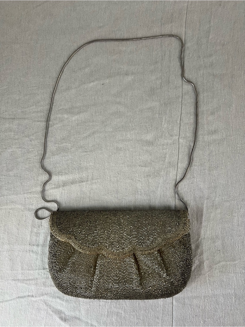 Vintage Walborg Silver Beaded Evening Bag Cocktail Purse Art Deco Korea